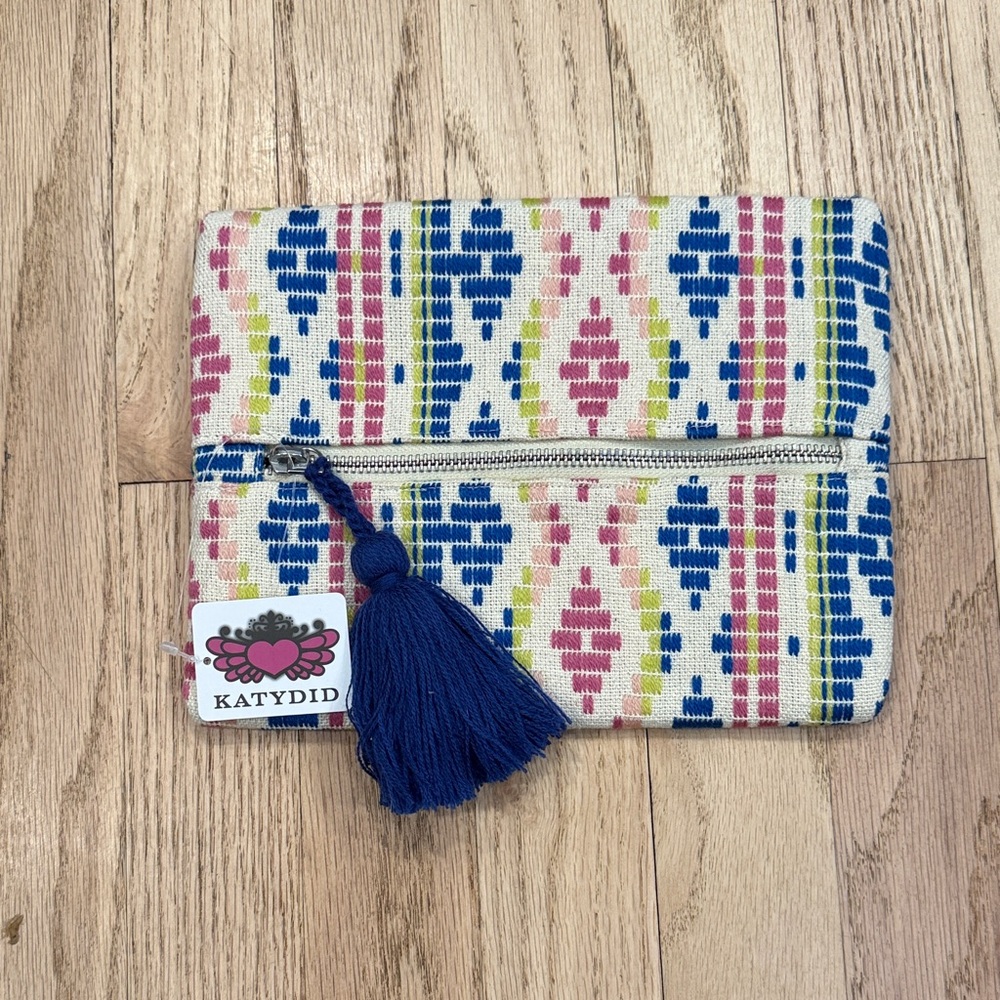 Vibrant Patterned Pouch with Blue Tassel - Katydid